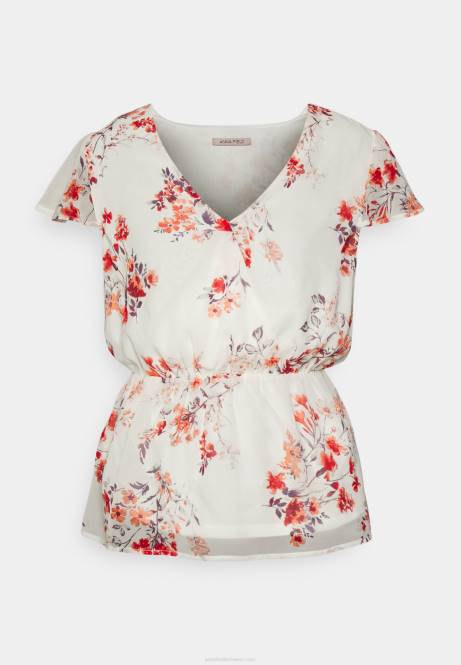 Chiffon-Bluse mit Wickelgürtel, weiß/rot Anna Field V0FT691 Frauen
