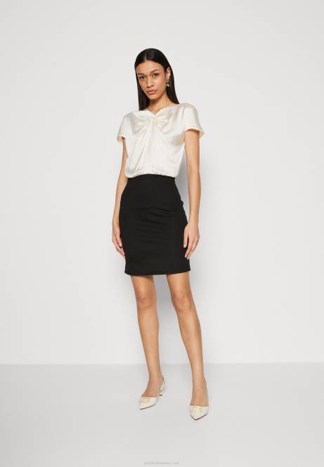 Etuikleid aus Weiß/Schwarz Anna Field V0FT195 Frauen