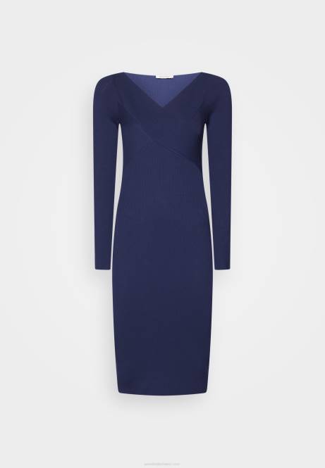 Etuikleid, figurbetontes Midi-Strickkleid mit V-Ausschnitt, dunkelblau Anna Field V0FT214 Frauen