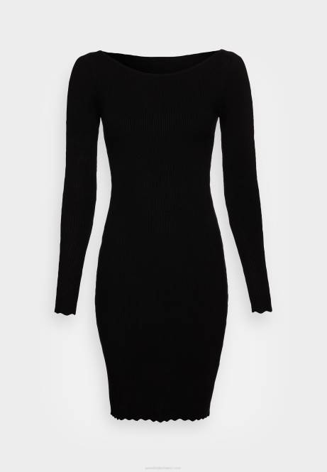Mini-Strickkleid mit U-Boot-Ausschnitt und geschweiften Ärmeln. Pulloverkleid schwarz Anna Field V0FT230 Frauen