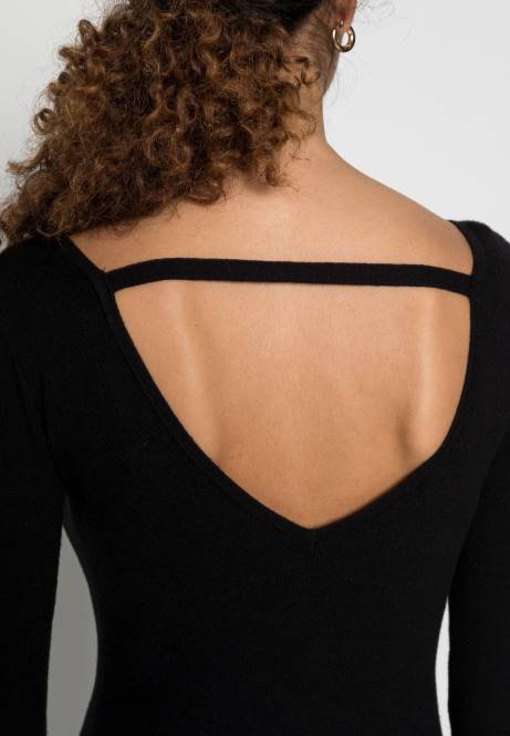 Offener Rücken, figurbetontes Mini-Strickkleid, Etuikleid, Schwarz Anna Field V0FT193 Frauen