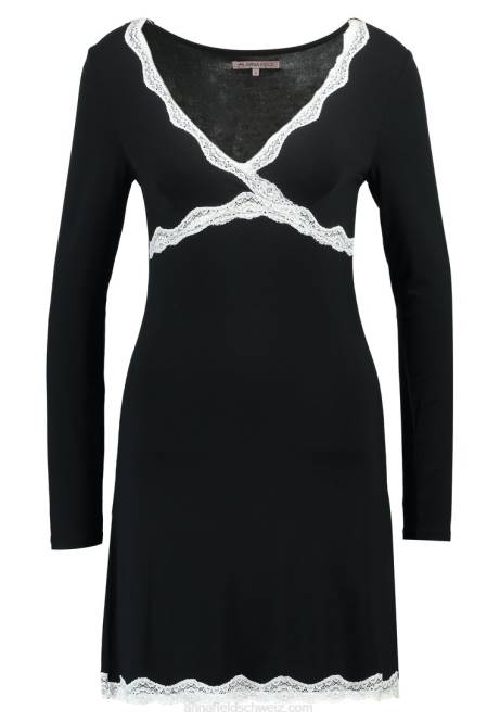 Heidi Langarm Viskose Nachthemd Nachthemd schwarz Anna Field V0FT1039 Frauen