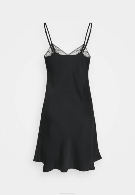 Nachthemd aus gehämmertem Satin in Schwarz Anna Field V0FT1050 Frauen