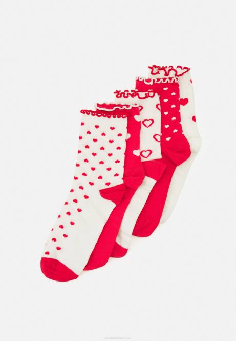 5er-Pack Socken weiß/rot Anna Field V0FT1130 Frauen