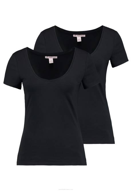 2er-Pack Basic-T-Shirts in Schwarz Anna Field V0FT354 Frauen