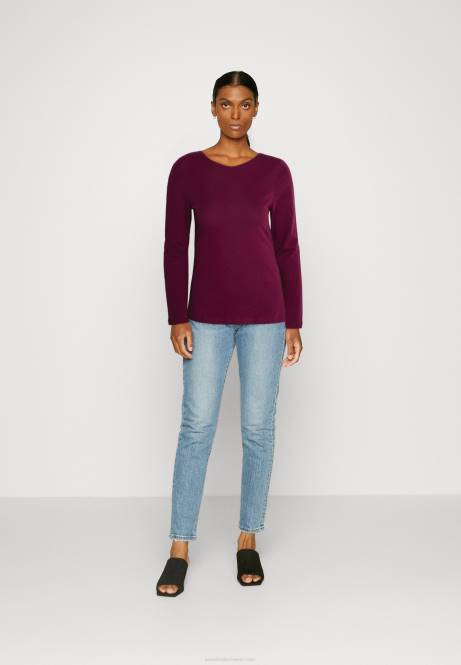 2er-Pack Langarm-Tops in Dunkelrot/Schwarz Anna Field V0FT589 Frauen