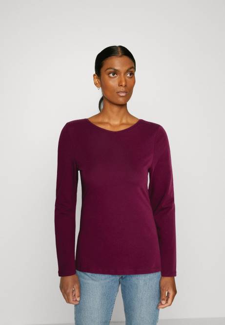 2er-Pack Langarm-Tops in Dunkelrot/Schwarz Anna Field V0FT589 Frauen