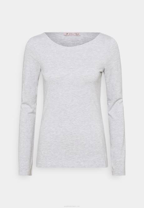 2er-Pack Langarm-Tops in Schwarz/Grau meliert Anna Field V0FT525 Frauen