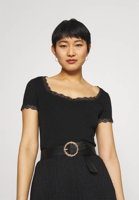 Basic-T-Shirt schwarz Anna Field V0FT288 Frauen