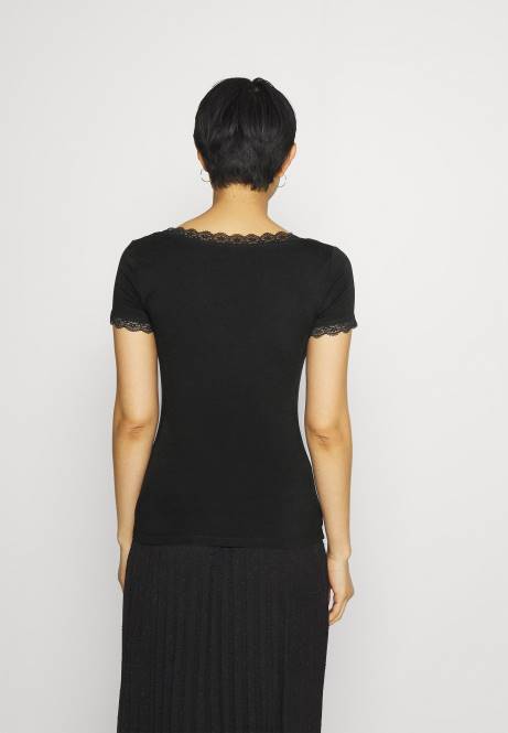 Basic-T-Shirt schwarz Anna Field V0FT288 Frauen