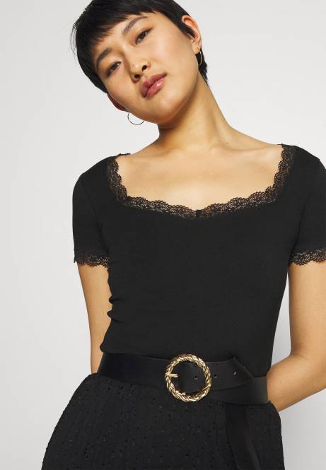 Basic-T-Shirt schwarz Anna Field V0FT288 Frauen