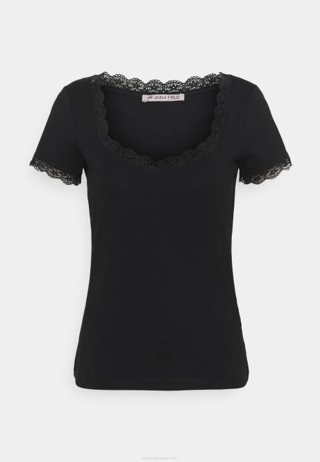 Basic-T-Shirt schwarz Anna Field V0FT288 Frauen