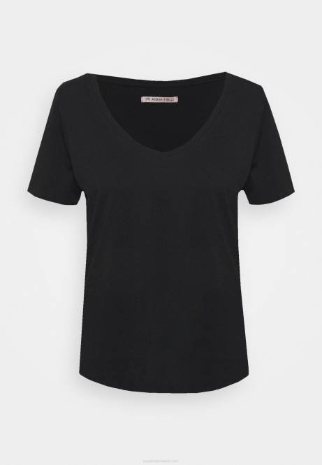 Basic-T-Shirt schwarz Anna Field V0FT341 Frauen