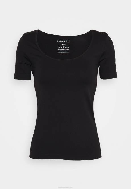 Basic-T-Shirt schwarz Anna Field V0FT374 Frauen