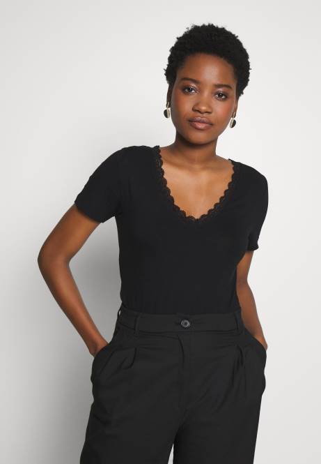 Basic-T-Shirt schwarz Anna Field V0FT377 Frauen