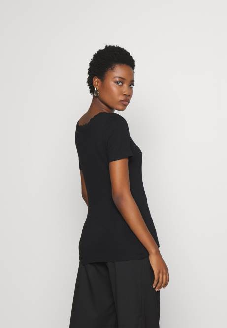 Basic-T-Shirt schwarz Anna Field V0FT377 Frauen