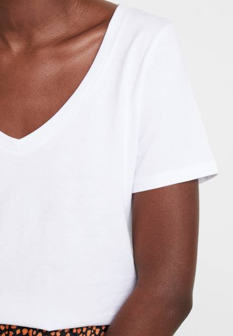 Basic-T-Shirt weiß Anna Field V0FT247 Frauen