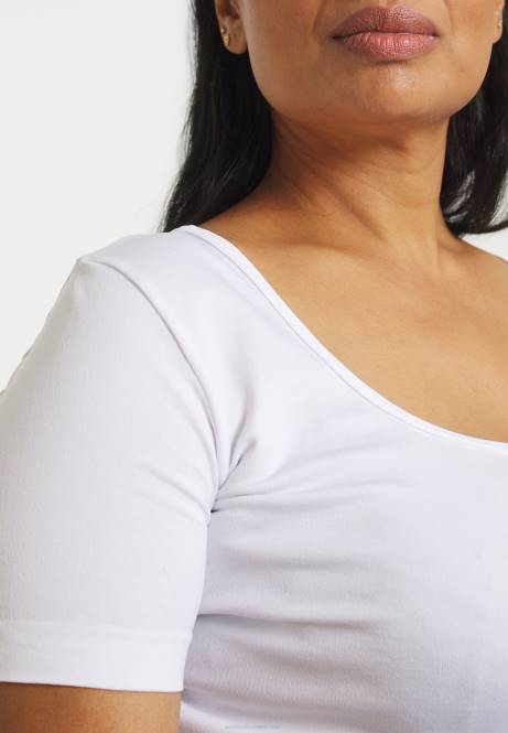 Basic-T-Shirt weiß Anna Field V0FT350 Frauen