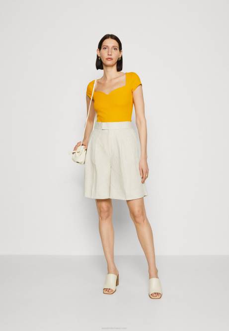 T-Shirt mit Aufdruck dunkelgelb Anna Field V0FT250 Frauen