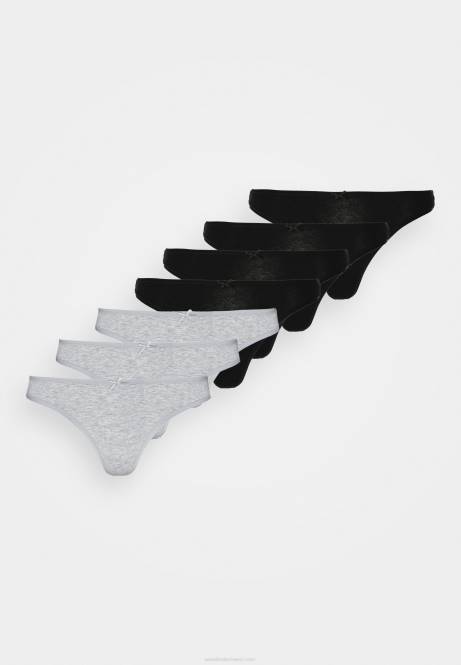Georgia 7pp Tanga Baumwoll-Tanga schwarz/grau Anna Field V0FT976 Frauen