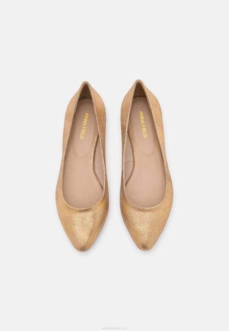 Ballerinas aus Leder in Gold Anna Field V0FT2104 Frauen