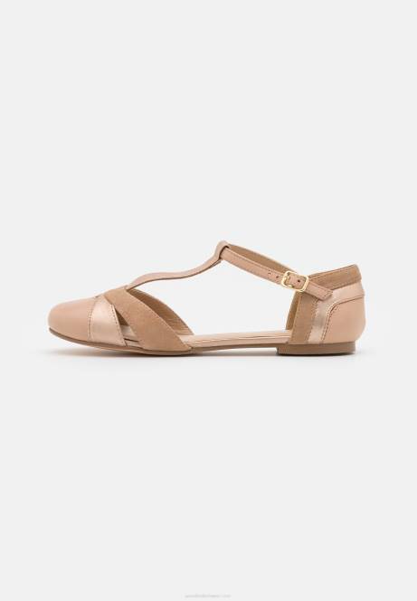 Ballerinas aus Leder mit Knöchelriemen in Beige Anna Field V0FT2168 Frauen