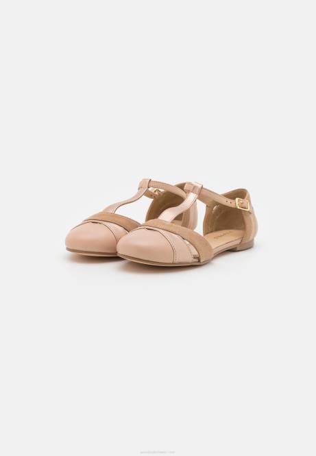 Ballerinas aus Leder mit Knöchelriemen in Beige Anna Field V0FT2168 Frauen