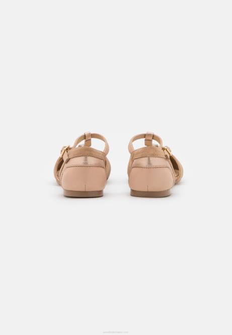 Ballerinas aus Leder mit Knöchelriemen in Beige Anna Field V0FT2168 Frauen