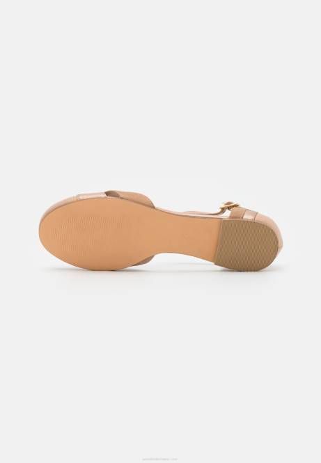 Ballerinas aus Leder mit Knöchelriemen in Beige Anna Field V0FT2168 Frauen