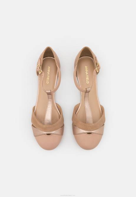 Ballerinas aus Leder mit Knöchelriemen in Beige Anna Field V0FT2168 Frauen
