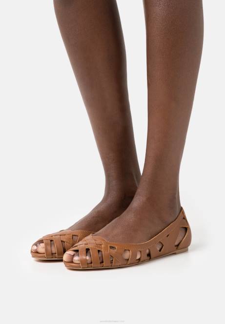 Peeptoe-Ballerinas aus Leder in Cognac Anna Field V0FT2125 Frauen