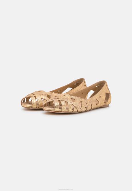 Peeptoe-Ballerinas aus Leder in Gold Anna Field V0FT2131 Frauen