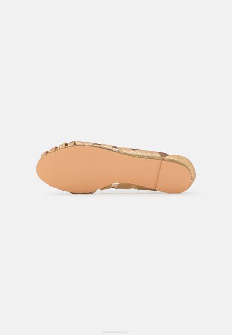 Peeptoe-Ballerinas aus Leder in Gold Anna Field V0FT2131 Frauen
