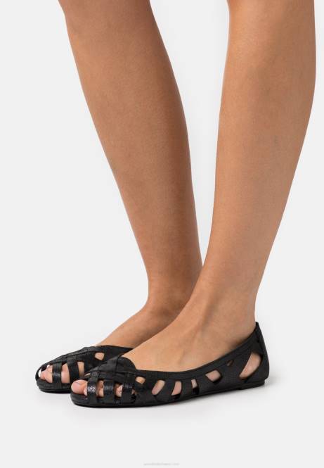 Peeptoe-Ballerinas aus Leder in Schwarz Anna Field V0FT2148 Frauen