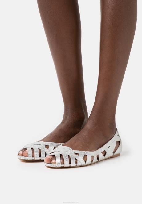 Peeptoe-Ballerinas aus Leder in Silber Anna Field V0FT2142 Frauen