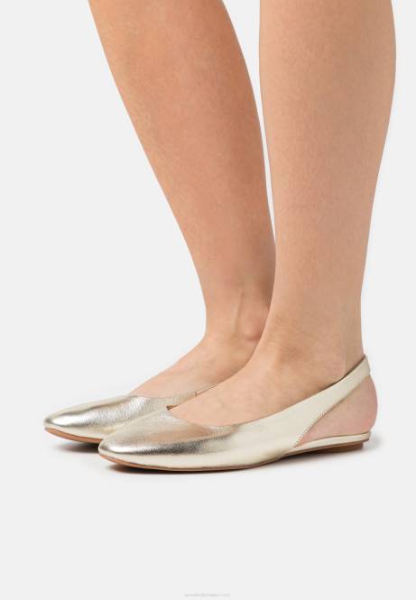 Slingback-Ballerinas aus Leder in Gold Anna Field V0FT2182 Frauen