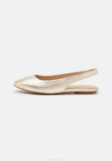 Slingback-Ballerinas aus Leder in Gold Anna Field V0FT2182 Frauen
