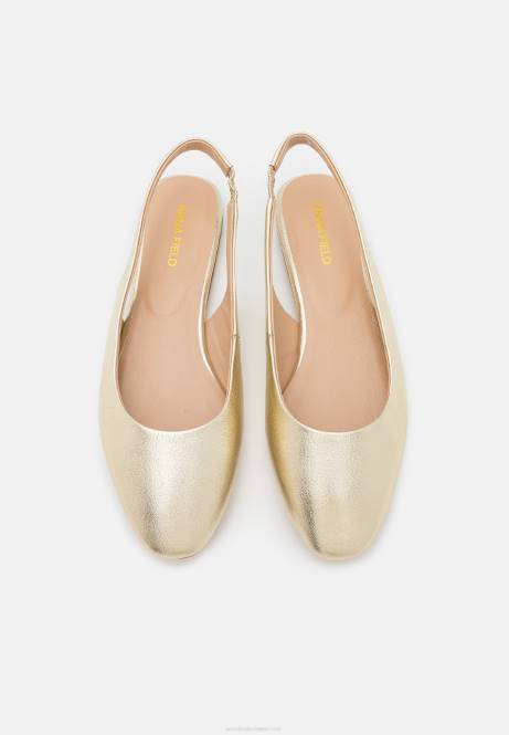 Slingback-Ballerinas aus Leder in Gold Anna Field V0FT2182 Frauen