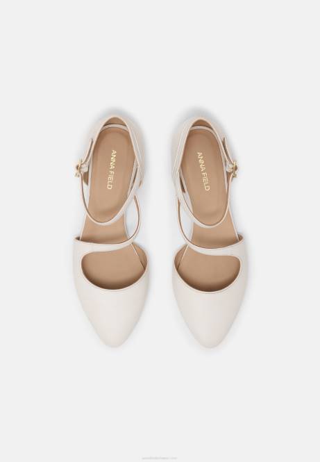 Weiße Ballerinas mit Knöchelriemen aus Leder Anna Field V0FT2167 Frauen
