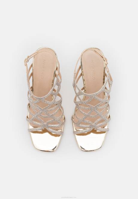 Goldene Ledersandalen mit hohen Absätzen Anna Field V0FT1354 Frauen