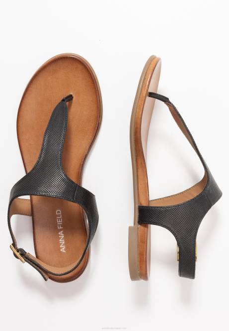 Schwarze T-Steg-Sandalen aus Leder Anna Field V0FT1521 Frauen