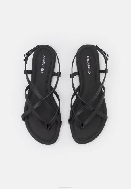 Schwarze T-Steg-Sandalen aus Leder Anna Field V0FT1532 Frauen