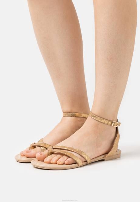 T-Steg-Sandalen aus Leder in Gold Anna Field V0FT1529 Frauen