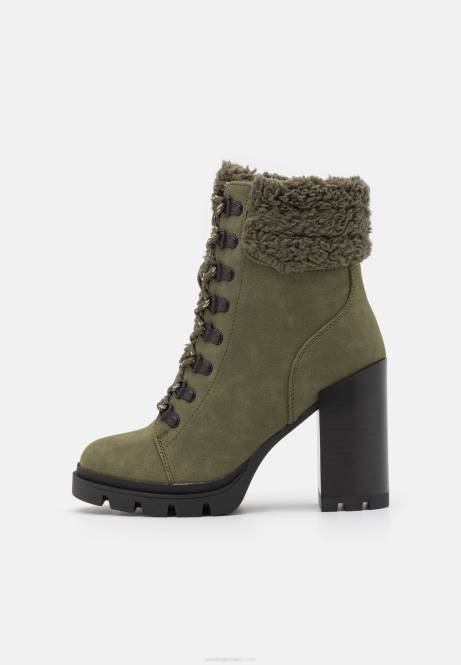Schnürstiefeletten aus Leder in Khaki Anna Field V0FT2017 Frauen