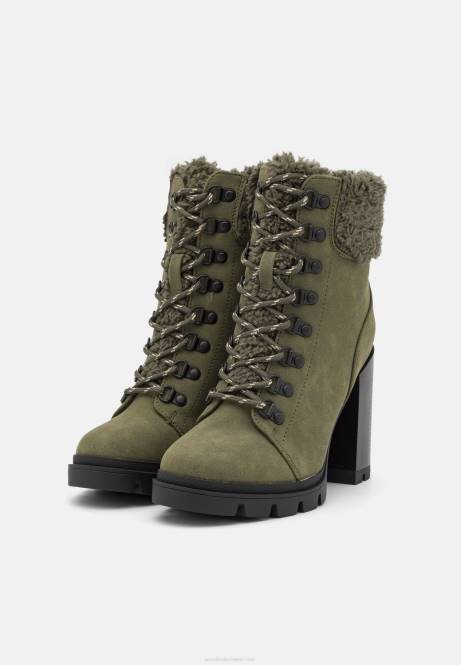 Schnürstiefeletten aus Leder in Khaki Anna Field V0FT2017 Frauen