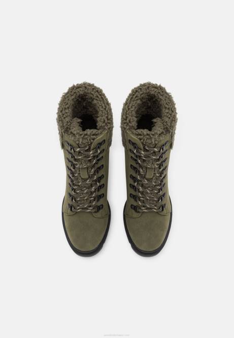 Schnürstiefeletten aus Leder in Khaki Anna Field V0FT2017 Frauen
