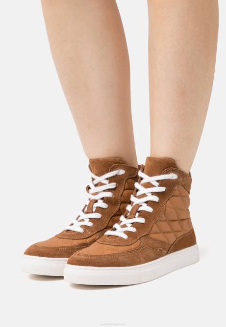 High-Top-Sneaker aus Leder in Cognac Anna Field V0FT1238 Frauen
