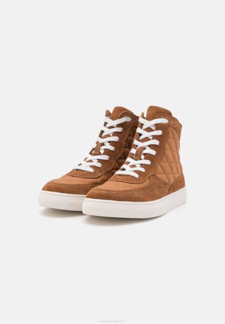 High-Top-Sneaker aus Leder in Cognac Anna Field V0FT1238 Frauen