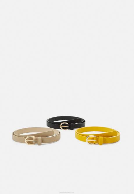 3er-Pack Gürtel Schwarz/Gelb/Taupe Anna Field V0FT2729 Frauen