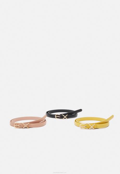 3er-Pack Gürtel schwarz/roségoldfarben/senfgelb Anna Field V0FT2750 Frauen